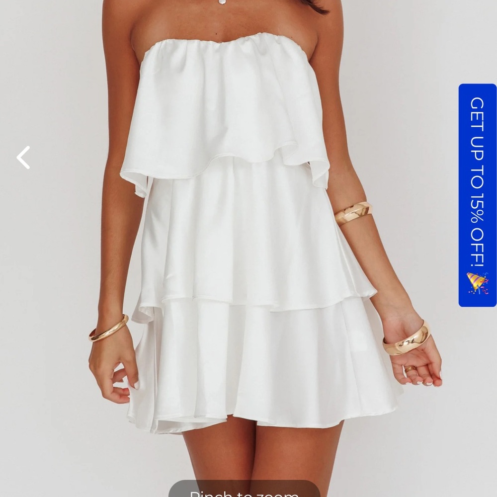 Selfie Leslie Behati Tiered Layer Strapless Dress White